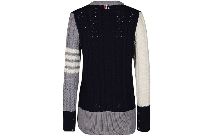 (Women) THOM BROWNE FW21 Black Wool Sweater with Logo & Striped Contrast Design. FKA341F-Y1022-996 圖 2
