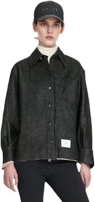 (Women) Thom Browne FW21 Four-Bar Stripe Shirt Jacket Black FLD005X-03028-001 Details for (Women) Thom Browne FW21 Four-Bar Stripe Shirt Jacket Black FLD005X-03028-001