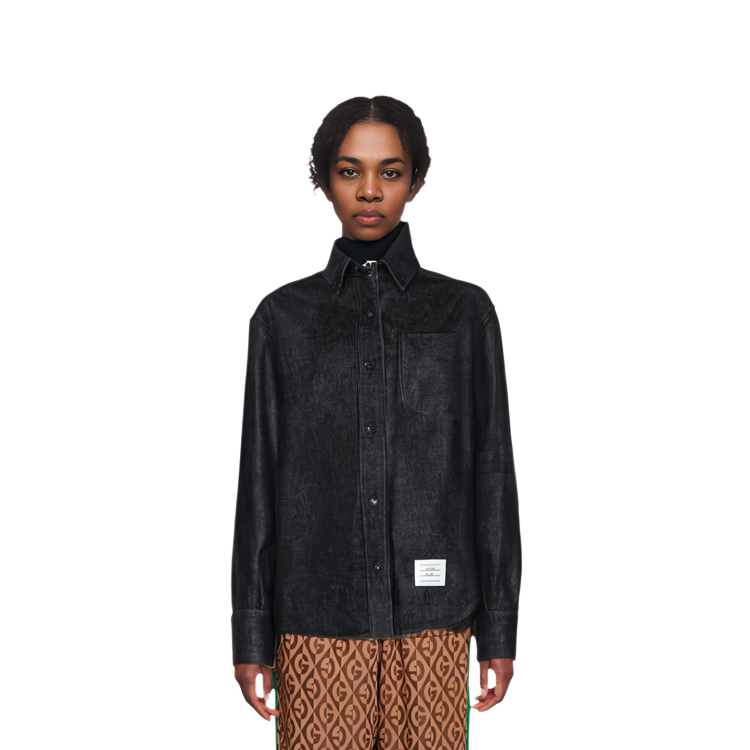 Sizing (Women) Thom Browne FW21 Four-Bar Stripe Shirt Jacket Black FLD005X-03028-001