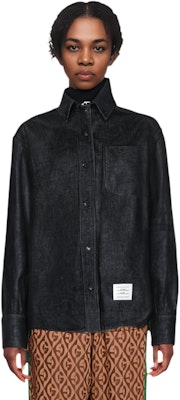 (Women) Thom Browne FW21 Four-Bar Stripe Shirt Jacket Black FLD005X-03028-001 Sizing (Women) Thom Browne FW21 Four-Bar Stripe Shirt Jacket Black FLD005X-03028-001