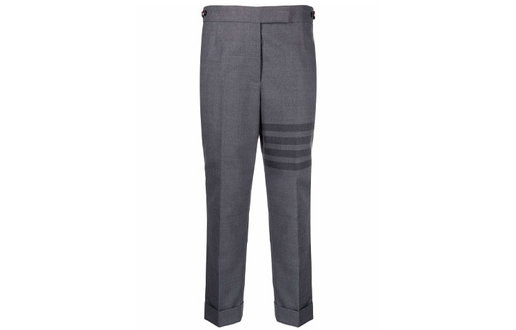 (Women) Thom Browne FW21 Grey Four-Bar Straight-Leg Pants. FTC392A-04346-035