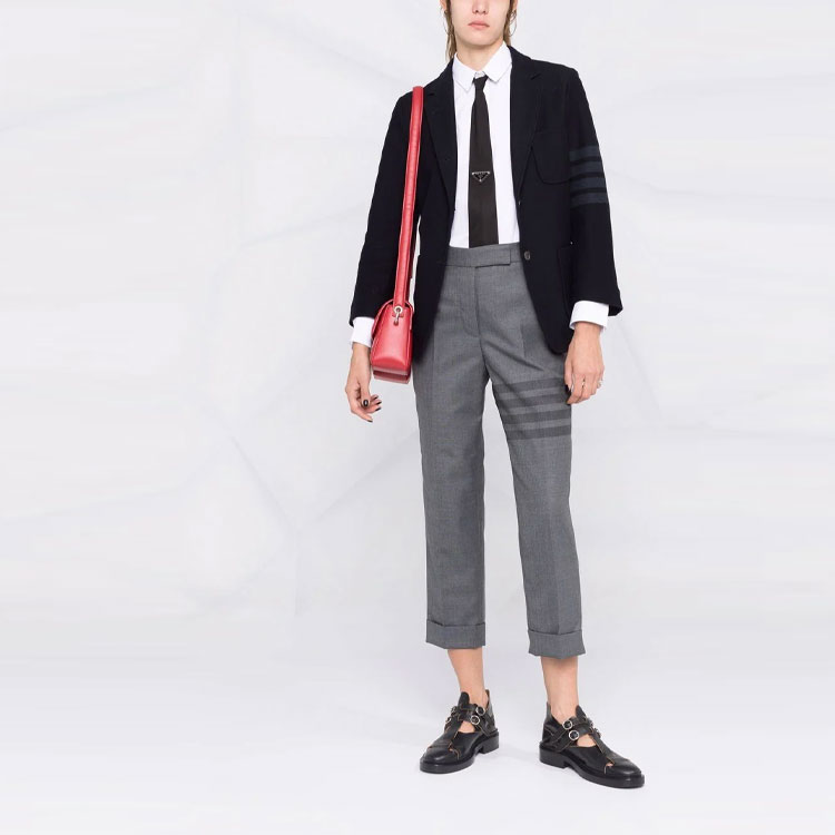 (Women) Thom Browne FW21 Grey Four-Bar Straight-Leg Pants. FTC392A-04346-035 圖 3