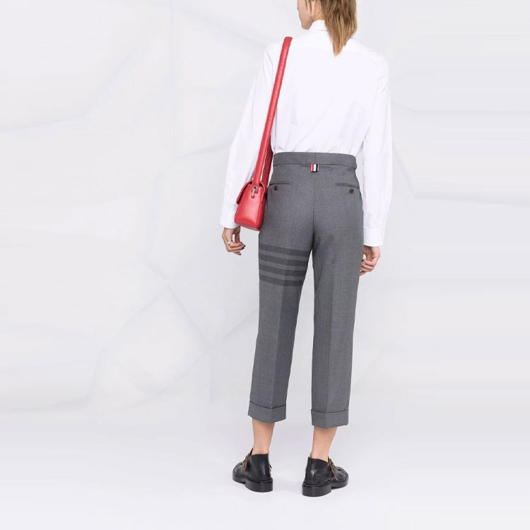 (Women) Thom Browne FW21 Grey Four-Bar Straight-Leg Pants. FTC392A-04346-035 圖 4