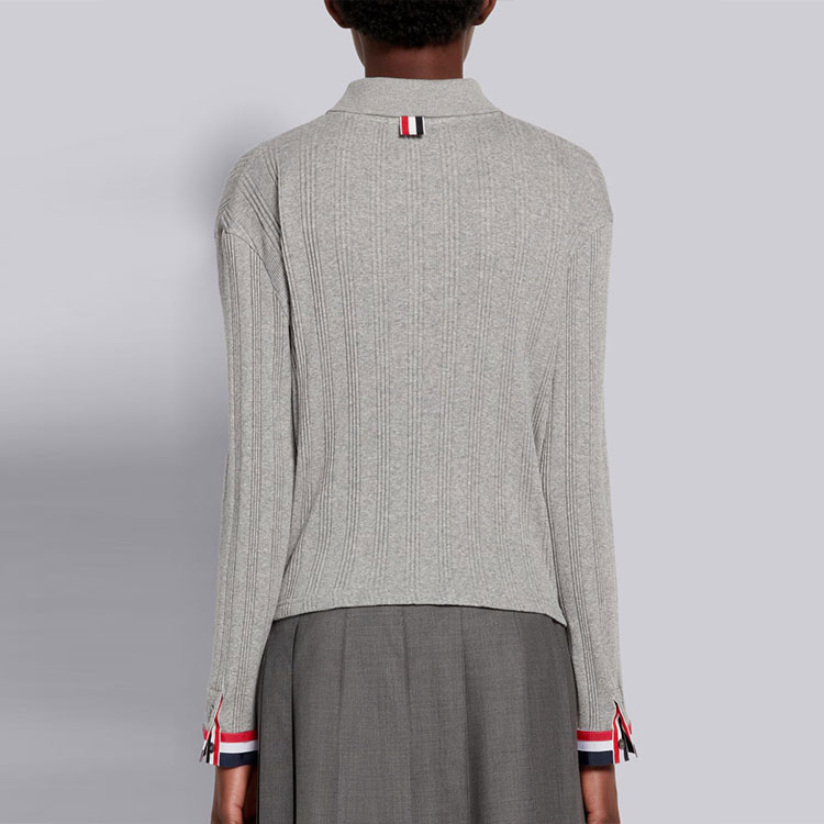 (Women) Thom Browne FW21 Grey Knit Sweater with Ribbed Striped Pattern. FJP046A-07628-055 圖 4