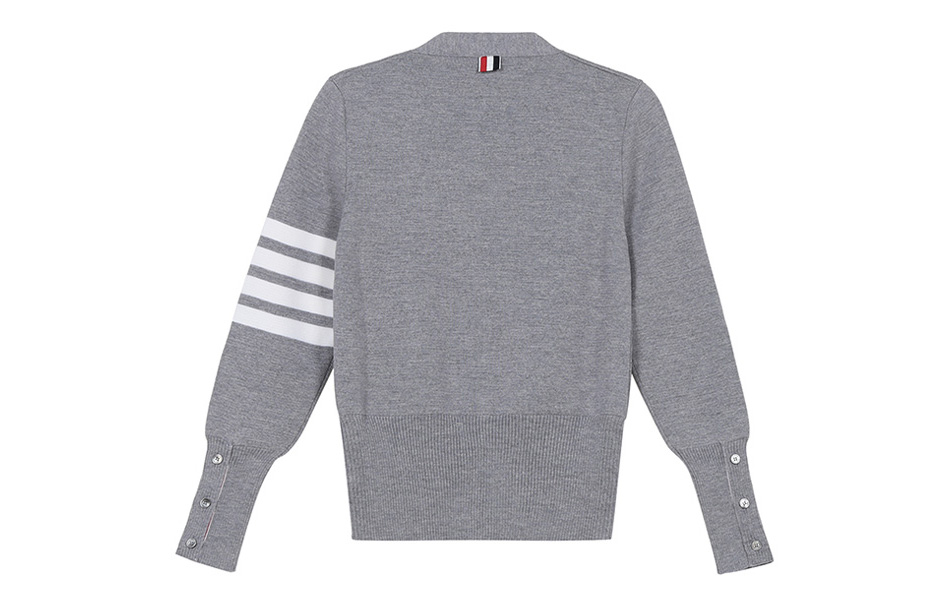 (Women) Thom Browne FW21 Grey V-Neck Wool Striped Slim Cardigan Sweater. FKC207A-00014-055 圖 3