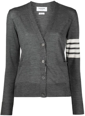 (W) 톰 브라운 FW21 그레이 울 니트 스웨터 포 스트라이프 브이넥 FKC334A-Y1014-035 Order (W) 톰 브라운 FW21 그레이 울 니트 스웨터 포 스트라이프 브이넥 FKC334A-Y1014-035