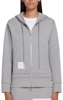 (Women) Thom Browne FW21 Grey Zip Hoodie with Back Center Stripe Detailing FJT051A-03377-055 (Women) Thom Browne FW21 Grey Zip Hoodie with Back Center Stripe Detailing FJT051A-03377-055