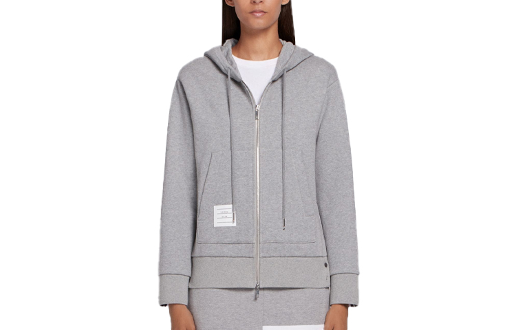 Order (W) Thom Browne FW21 灰色後背中間條紋拉鍊連帽外套 FJT051A-03377-055