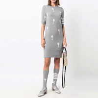 Lookbook (W) THOM BROWNE FW21 風箏圖案針織短袖洋裝 女 灰色 FKD134AY1002-055