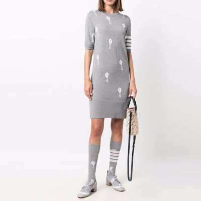 (W) 汤姆布朗 FW21 风筝图案针织短袖连衣裙 女士 灰色 FKD134AY1002-055 Lookbook (W) 汤姆布朗 FW21 风筝图案针织短袖连衣裙 女士 灰色 FKD134AY1002-055