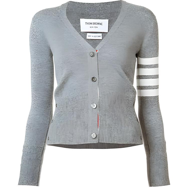 (Women) Thom Browne FW21 Side Stripe Cashmere Sweater Gray FKC001A-00011-055 圖 2