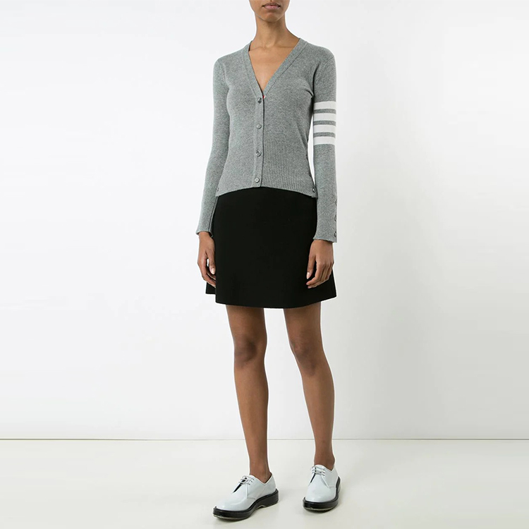 (Women) Thom Browne FW21 Side Stripe Cashmere Sweater Gray FKC001A-00011-055 圖 3