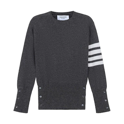 (Women) THOM BROWNE FW21 Striped Crewneck Cashmere Sweater Grey FKA001A-00011-035