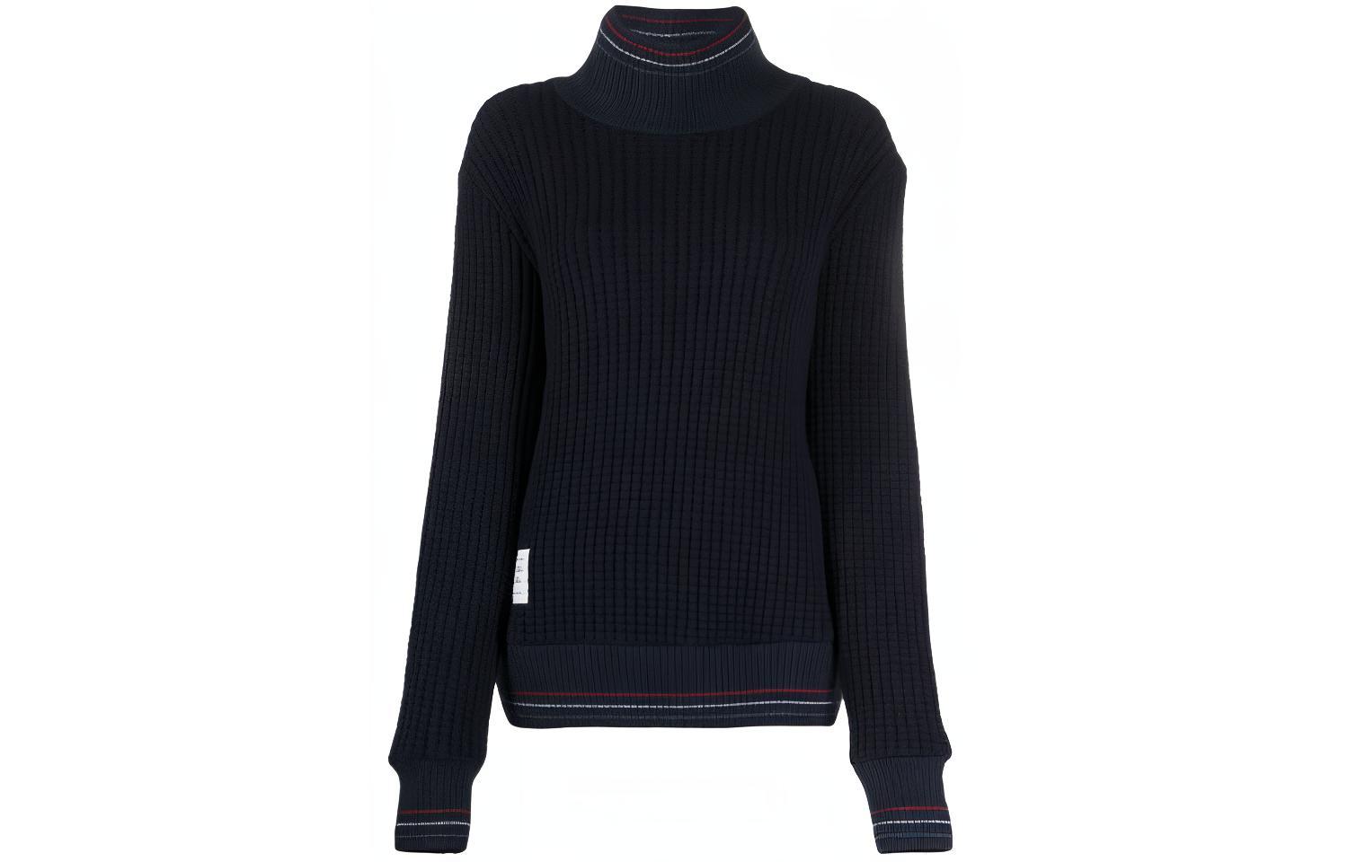 (Women) THOM BROWNE FW21 Waffle Knit Wool Turtleneck Sweater Women’s Blue FJS092A-05396-415