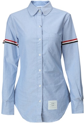 (W) Camisa Azul Thom Browne FW22 con Banda RWB en la Manga. FLL019E-06177-480 Order (W) Camisa Azul Thom Browne FW22 con Banda RWB en la Manga. FLL019E-06177-480