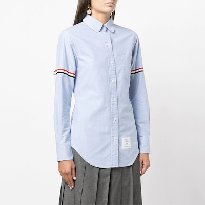 (W) Camisa Azul Thom Browne FW22 con Banda RWB en la Manga. FLL019E-06177-480 Shop (W) Camisa Azul Thom Browne FW22 con Banda RWB en la Manga. FLL019E-06177-480