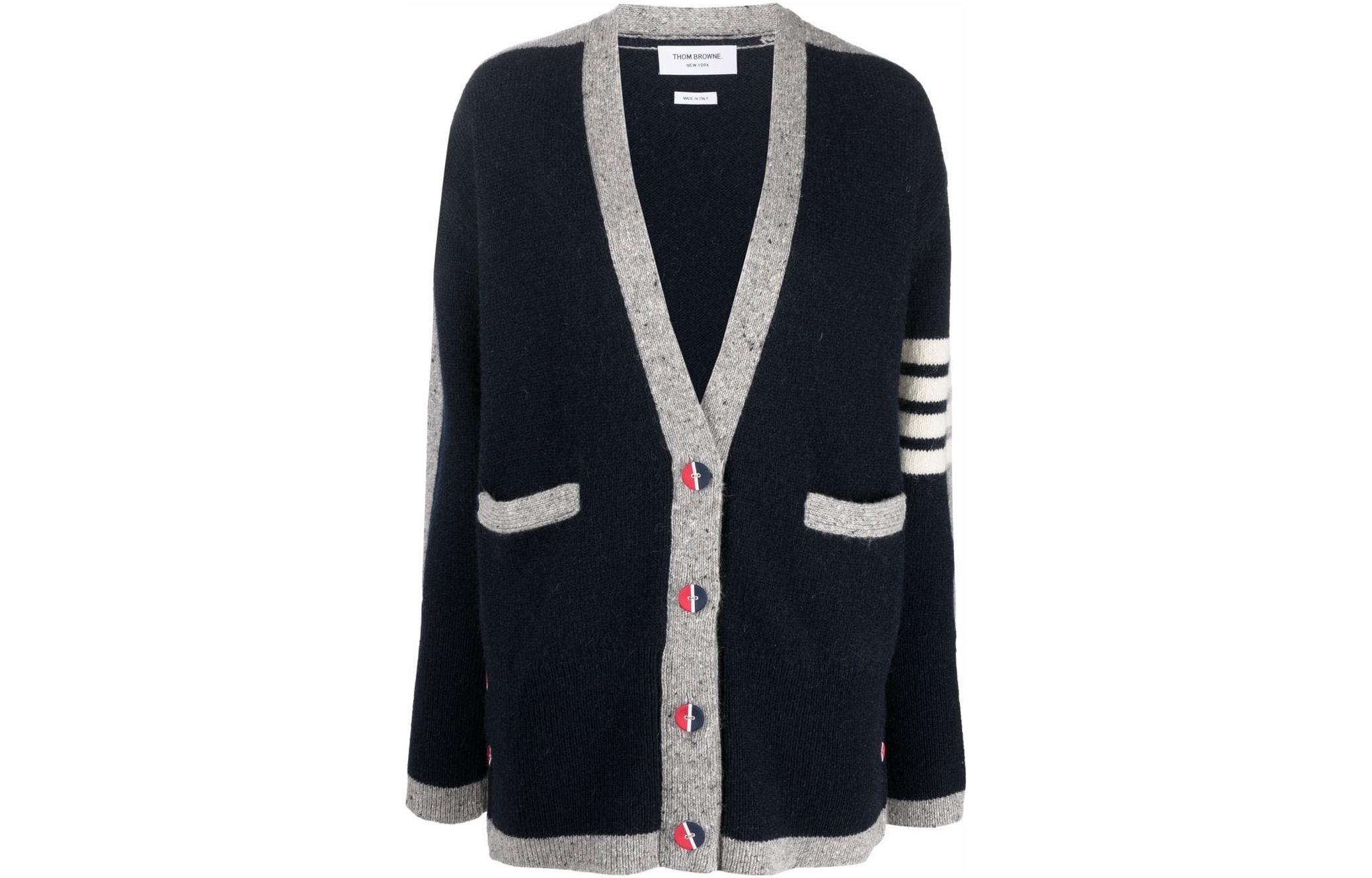 (Women) THOM BROWNE FW22  Blue V-Neck Knit Cardigan with Four Stripes. FKC476A-Y1032-415 圖 2