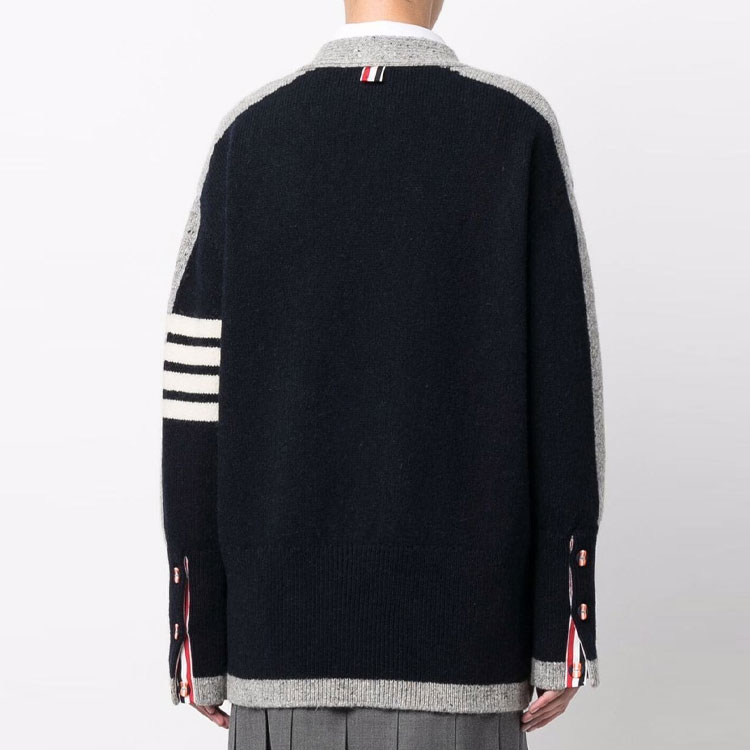 (Women) THOM BROWNE FW22  Blue V-Neck Knit Cardigan with Four Stripes. FKC476A-Y1032-415 圖 4