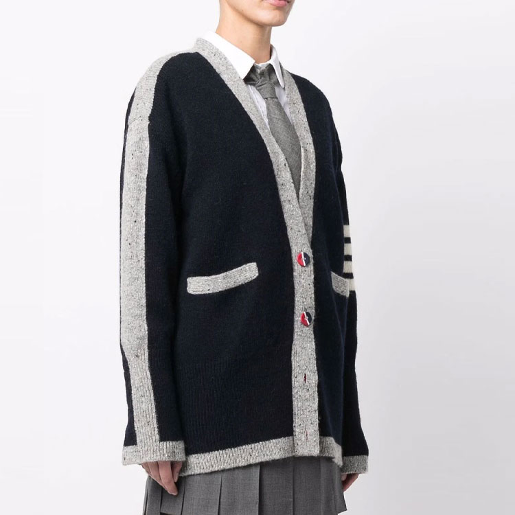 (Women) THOM BROWNE FW22  Blue V-Neck Knit Cardigan with Four Stripes. FKC476A-Y1032-415 圖 5