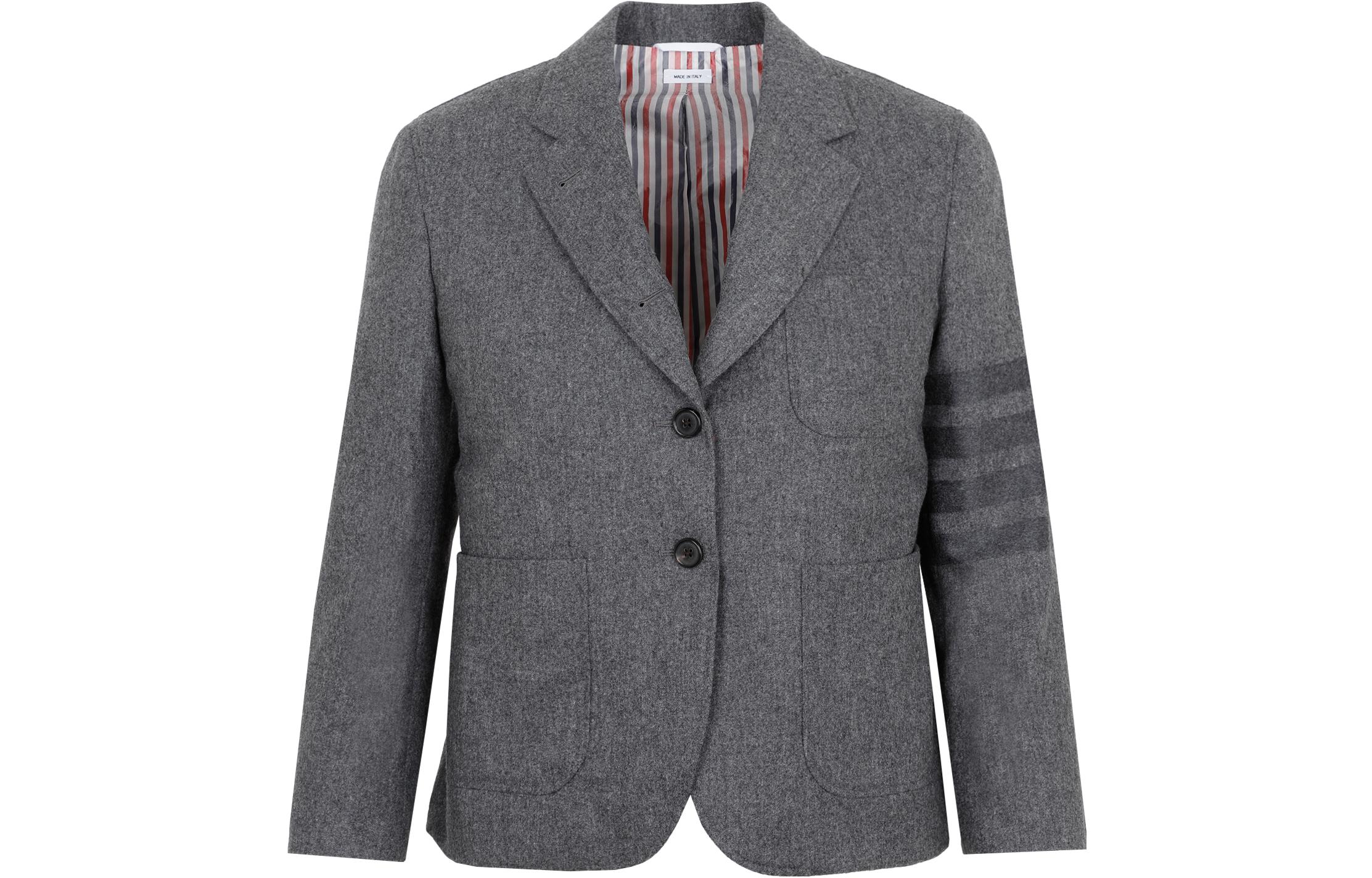 (Women) THOM BROWNE FW22  Gray Single-Breasted Casual Striped Blazer Jacket. FBC782A-06393-035 圖 2