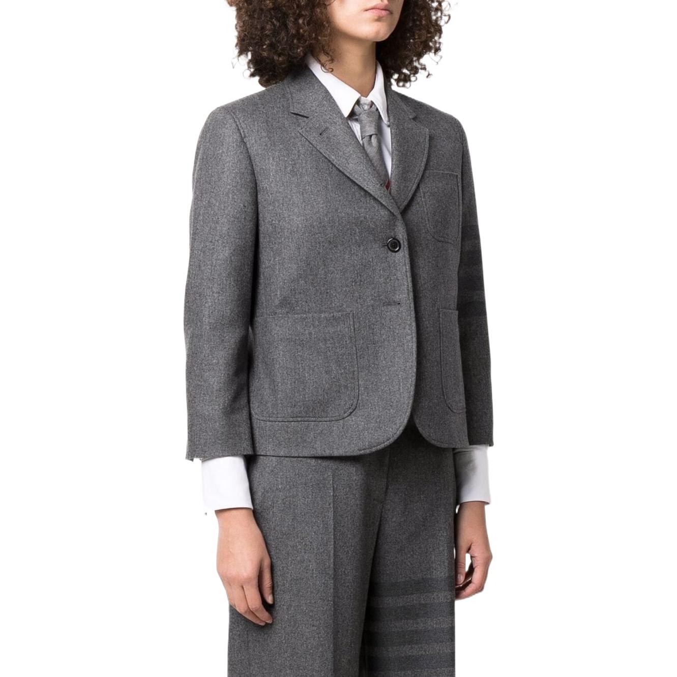 (Women) THOM BROWNE FW22  Gray Single-Breasted Casual Striped Blazer Jacket. FBC782A-06393-035 圖 4
