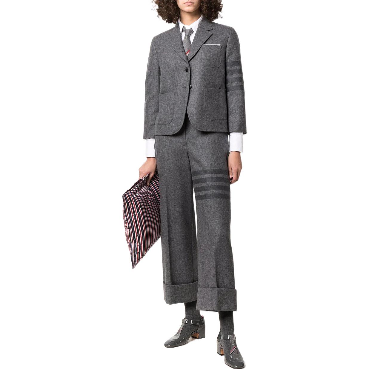 (Women) THOM BROWNE FW22  Gray Single-Breasted Casual Striped Blazer Jacket. FBC782A-06393-035 圖 6