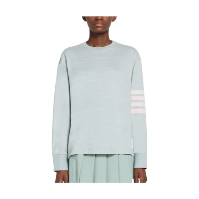 (Women) Thom Browne FW22 Green 4-Bar Stripe Pullover T-Shirt. FJS066A-06221-450
