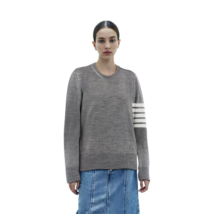 (Women) THOM BROWNE FW22  Grey Colorblock Striped Wool Knit Sweater. FKA280-AY1014-055 圖 7