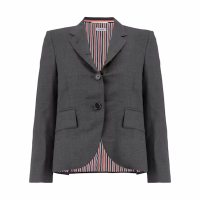 (Women) THOM BROWNE FW22 Grey Single-Breasted Long-Sleeve Blazer Jacket FBC010A-00626-025