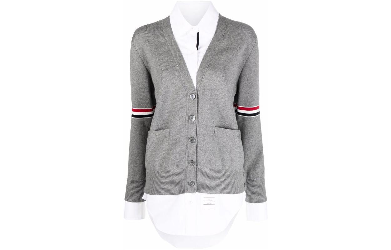 (Women) Thom Browne FW22  Grey Stripe Knit Long-Sleeve Single-Breasted Top FKC456A-Y3007-055 圖 2