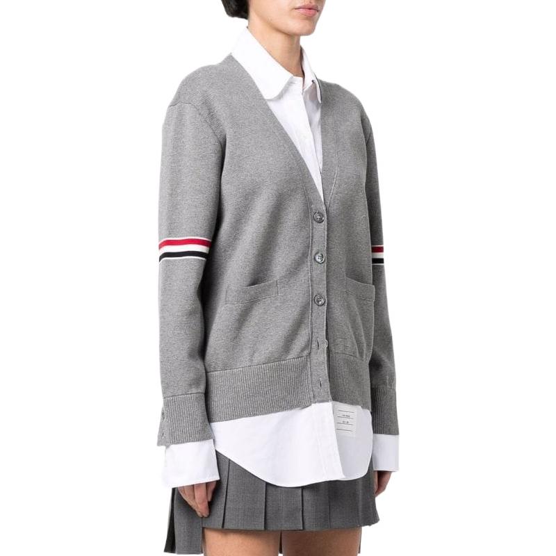 (Women) Thom Browne FW22  Grey Stripe Knit Long-Sleeve Single-Breasted Top FKC456A-Y3007-055 圖 5