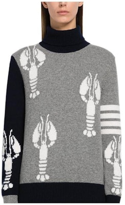 (Women) THOM BROWNE FW22 Light Gray All-Over Print High-Neck Knit Sweater. FKA380F-Y1029-055 Buy (Women) THOM BROWNE FW22 Light Gray All-Over Print High-Neck Knit Sweater. FKA380F-Y1029-055