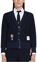(Women) THOM BROWNE FW22 Navy Blue V-Neck Button Knit Cardigan. FJT221-EJ000-3415 (Women) THOM BROWNE FW22 Navy Blue V-Neck Button Knit Cardigan. FJT221-EJ000-3415