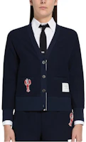 Order (Women) THOM BROWNE FW22 Navy Blue V-Neck Button Knit Cardigan. FJT221-EJ000-3415