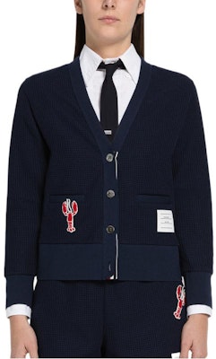 (W) 톰브라운 FW22 네이비 블루 브이넥 버튼 니트 가디건. FJT221-EJ000-3415 Order (W) 톰브라운 FW22 네이비 블루 브이넥 버튼 니트 가디건. FJT221-EJ000-3415