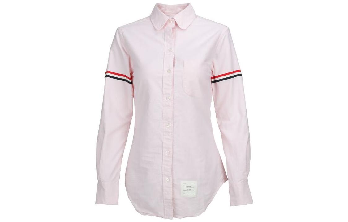 (Women) THOM BROWNE FW22  Pink Long Sleeve Shirt with RWB Striped Armband. FLL019E-06177-680