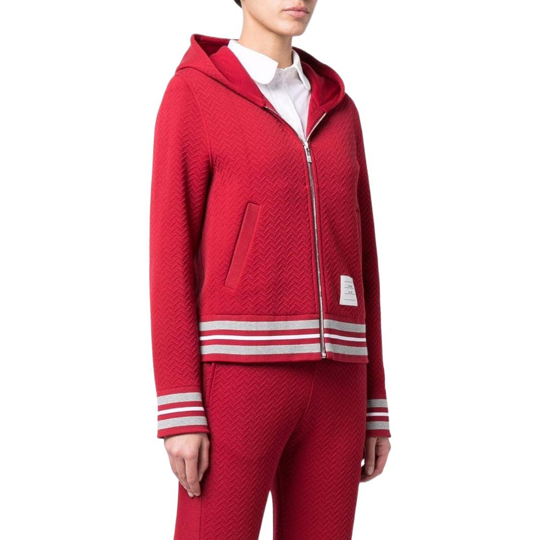 Purchase (W) Thom Browne FW22 红色条纹拉链连帽外套夹克. FJT240A-J0033-601