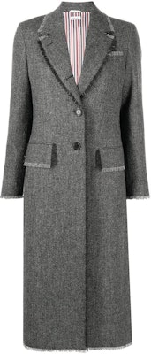 (Women) THOM BROWNE FW22 Single-Breasted Frayed Edge Overcoat Grey. FOC320W05385-035 Buy (Women) THOM BROWNE FW22 Single-Breasted Frayed Edge Overcoat Grey. FOC320W05385-035