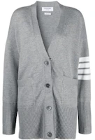 (Women) Thom Browne FW22 Striped Button-Up Knit Sweater Light Grey. FKC402A-Y1002-055 (Women) Thom Browne FW22 Striped Button-Up Knit Sweater Light Grey. FKC402A-Y1002-055