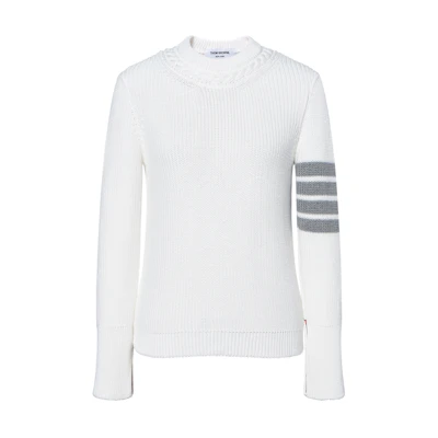 (Women) THOM BROWNE FW22 Striped Crewneck Sweater White. FKA410A-Y3017-100