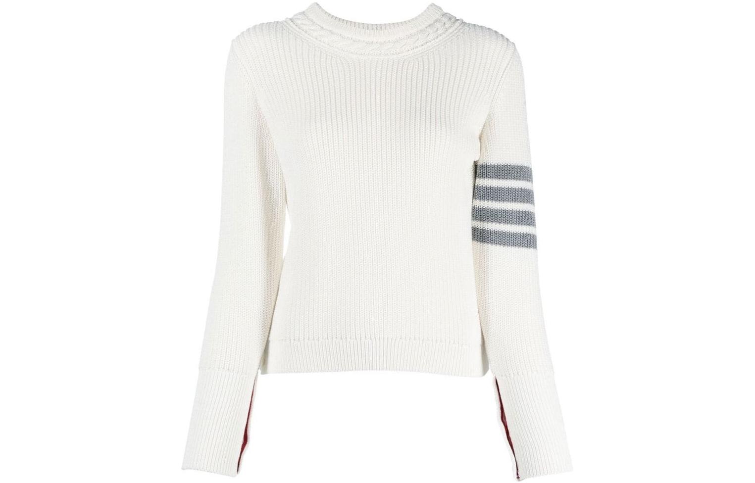 (Women) THOM BROWNE FW22  Striped Crewneck Sweater White. FKA410A-Y3017-100 圖 2