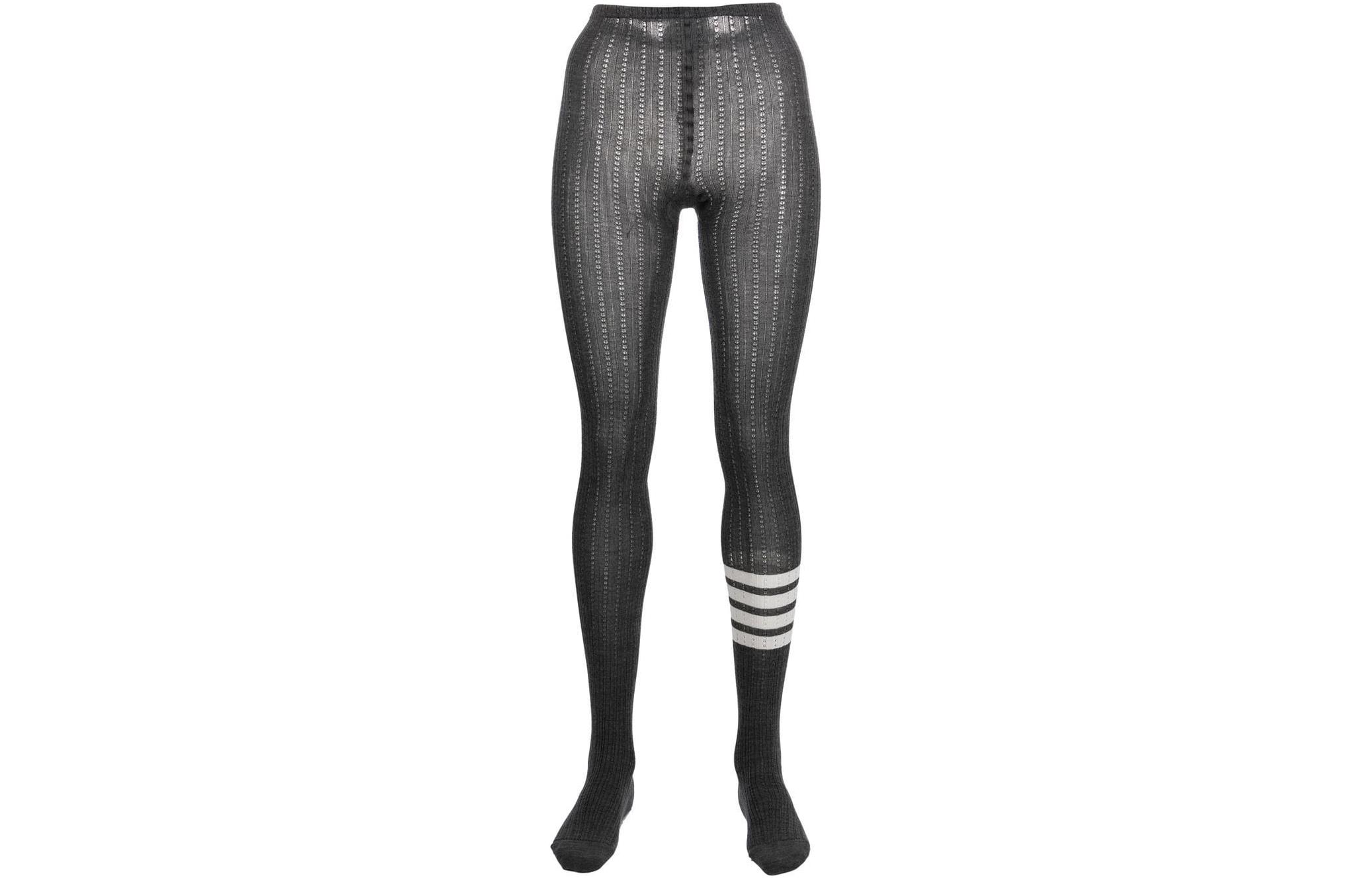 (Women) Thom Browne FW22  Striped Knit Pantyhose - Dark Gray FAS143A-Y1020-035