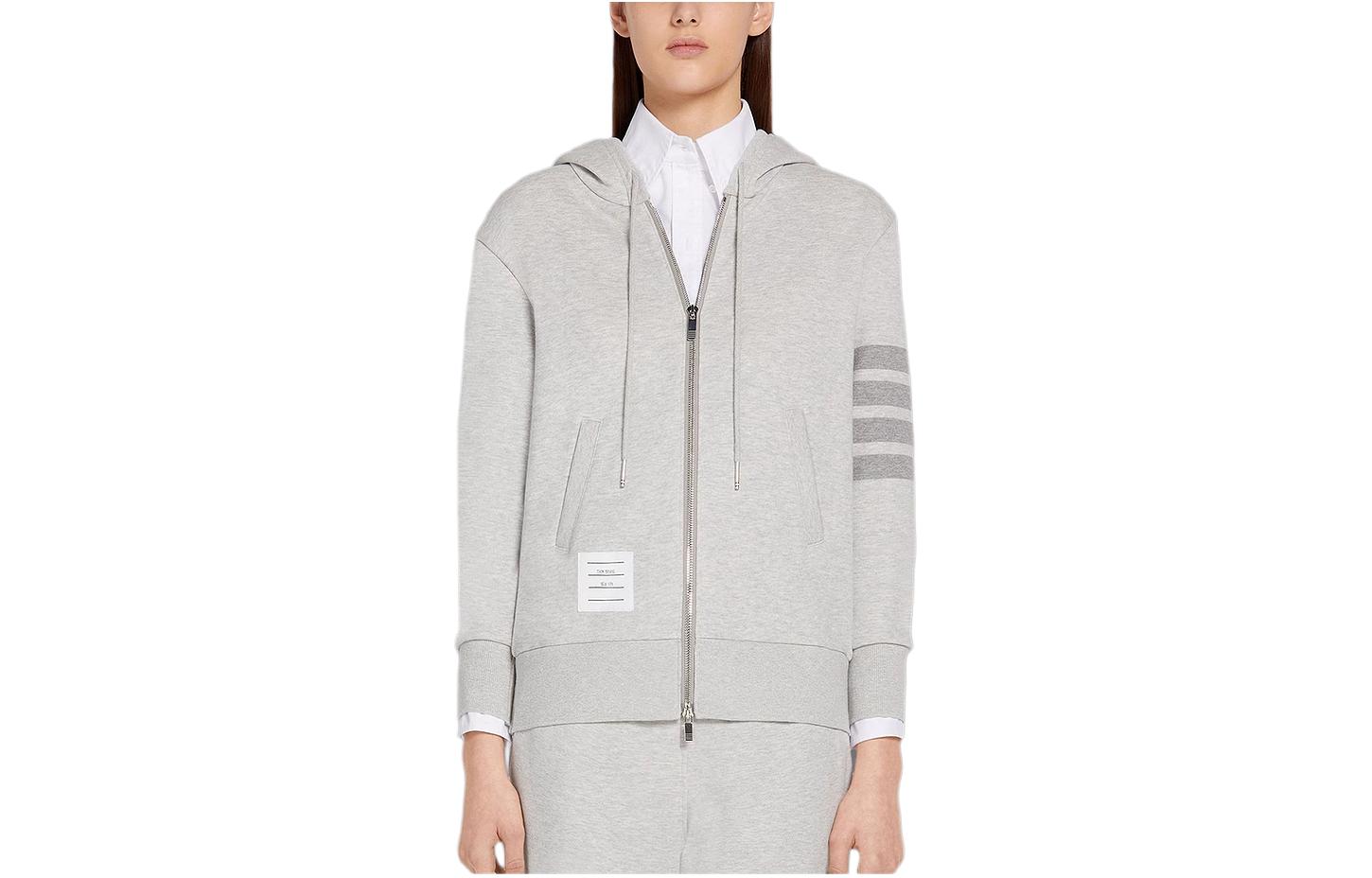 (Women) THOM BROWNE FW22  Striped Zip-Up Hoodie Grey FJT174A-06910-065