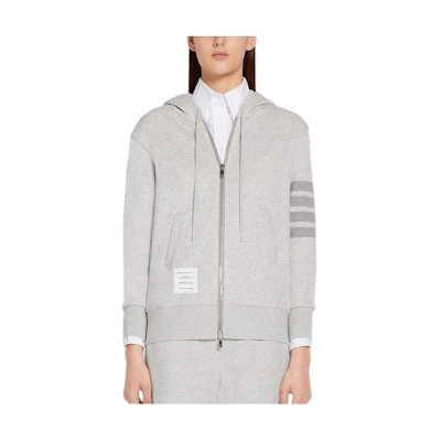 (Women) THOM BROWNE FW22 Striped Zip-Up Hoodie Grey FJT174A-06910-065