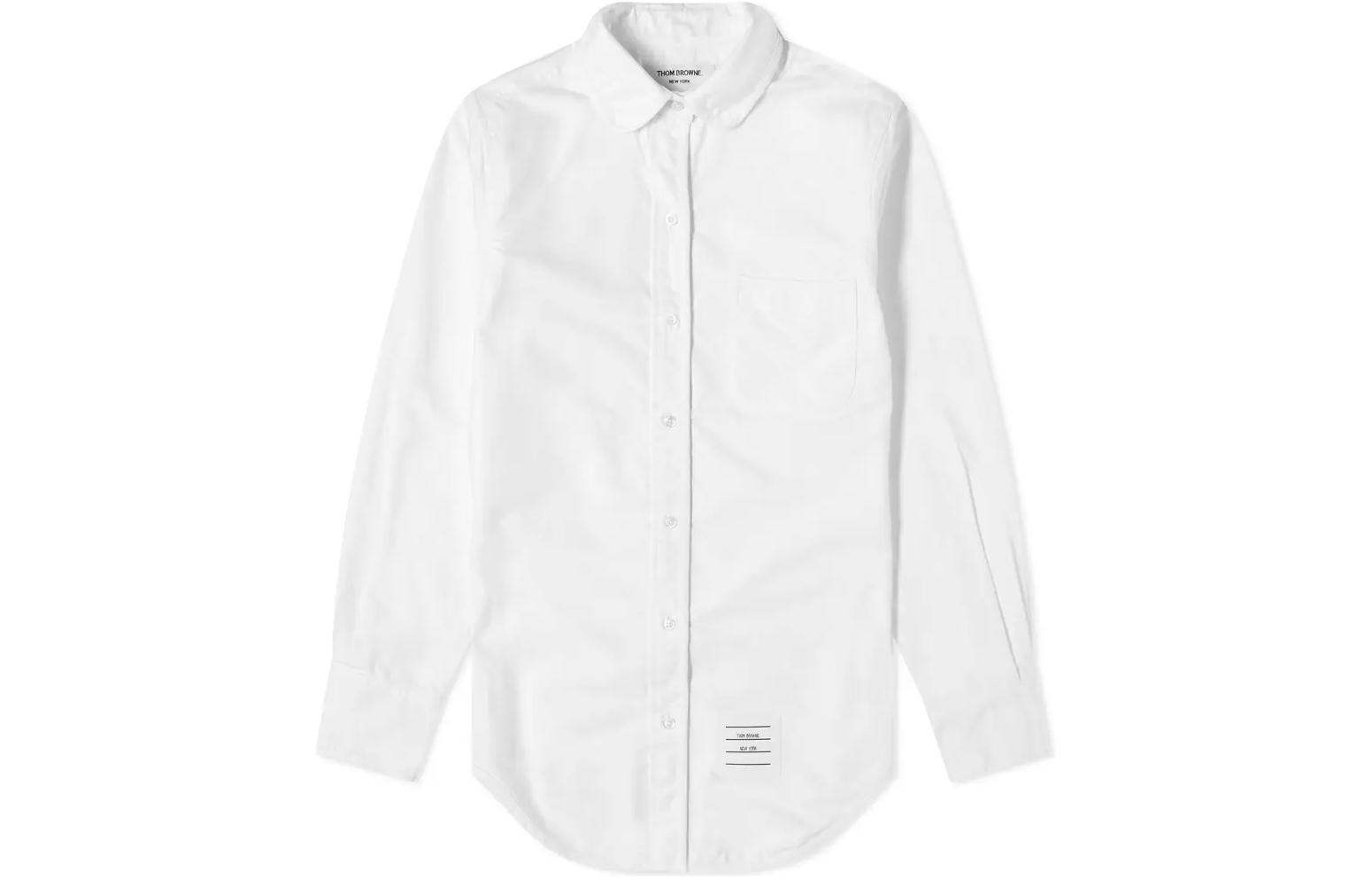 Order (W) 톰브라운 FW22 화이트 솔리드 싱글브레스티드 긴소매 셔츠 FLL019B-03634-100