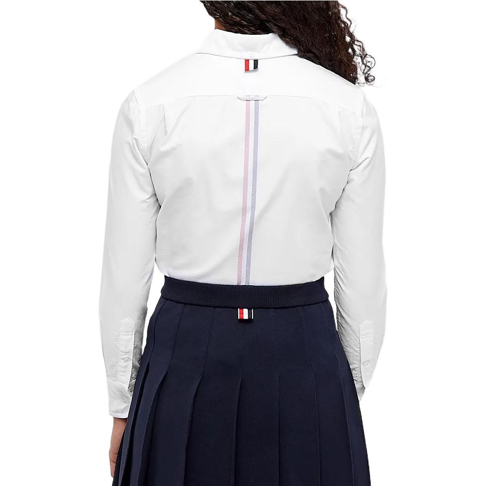 Shop (W) 톰브라운 FW22 화이트 솔리드 싱글브레스티드 긴소매 셔츠 FLL019B-03634-100