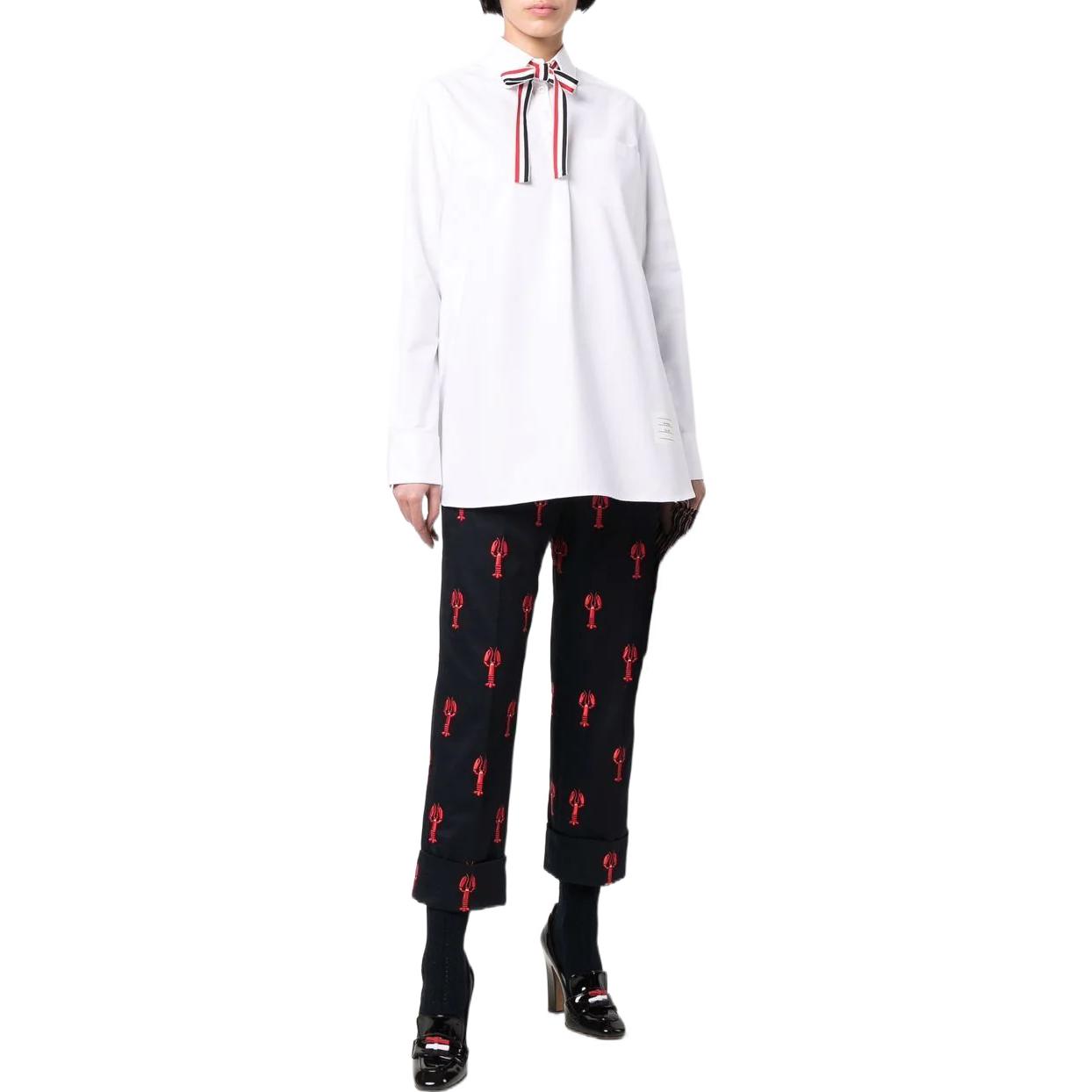 (Women) Thom Browne FW22  White Striped Bow Tie Long Sleeve Shirt. FLL139A-06496-100 圖 3