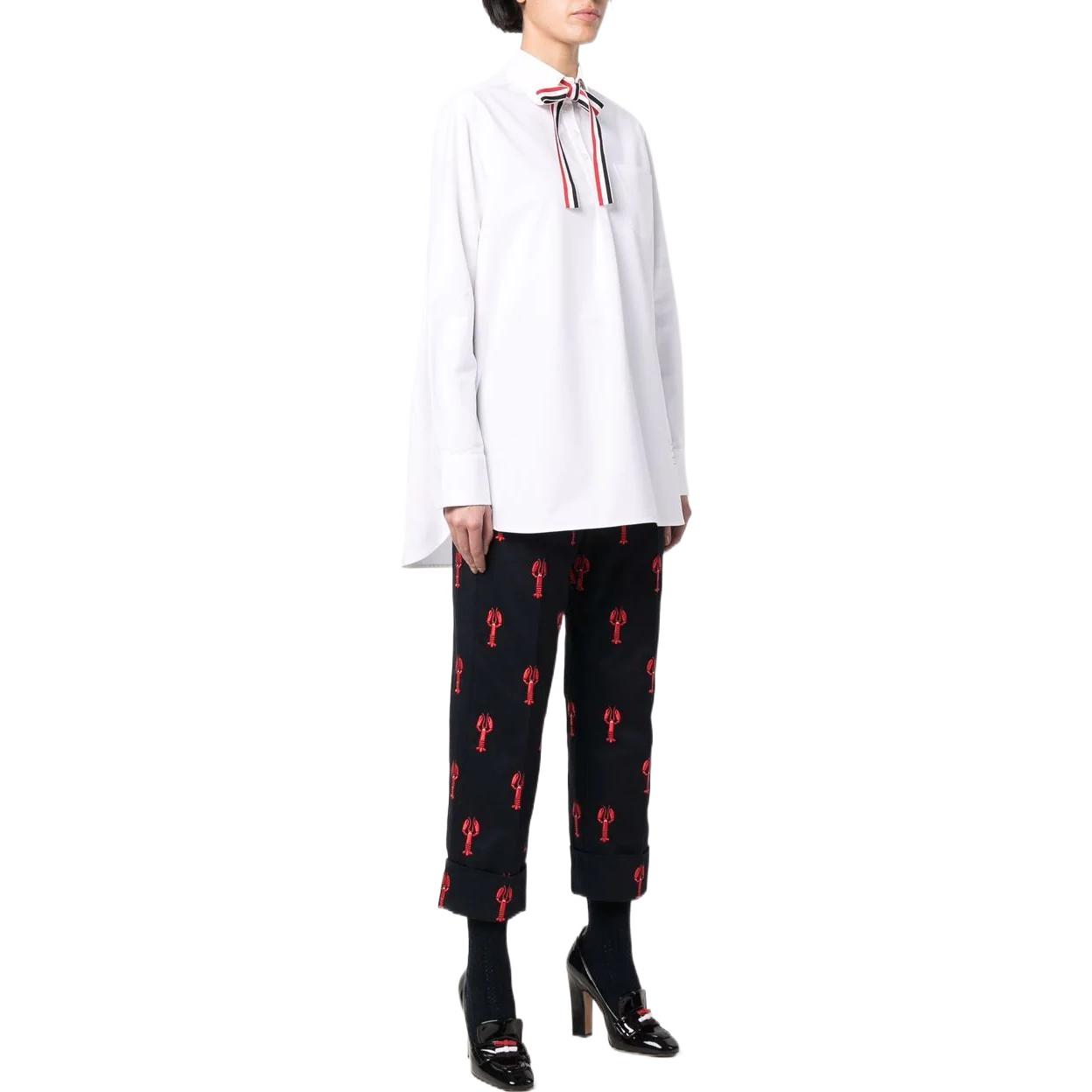 (Women) Thom Browne FW22  White Striped Bow Tie Long Sleeve Shirt. FLL139A-06496-100 圖 5