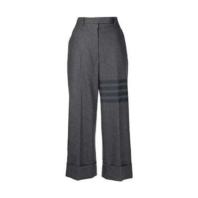 (Women) THOM BROWNE FW22 Classic 4-Bar Wide-Leg Pants Grey FTC444A-06393-035