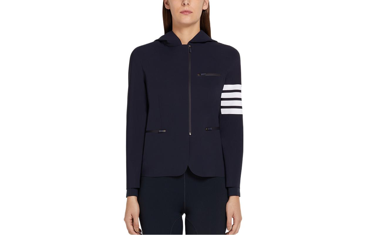 (Women) Thom Browne FW22 Contrast Stripe Print Zip Jacket Black FJA004A-06775-461